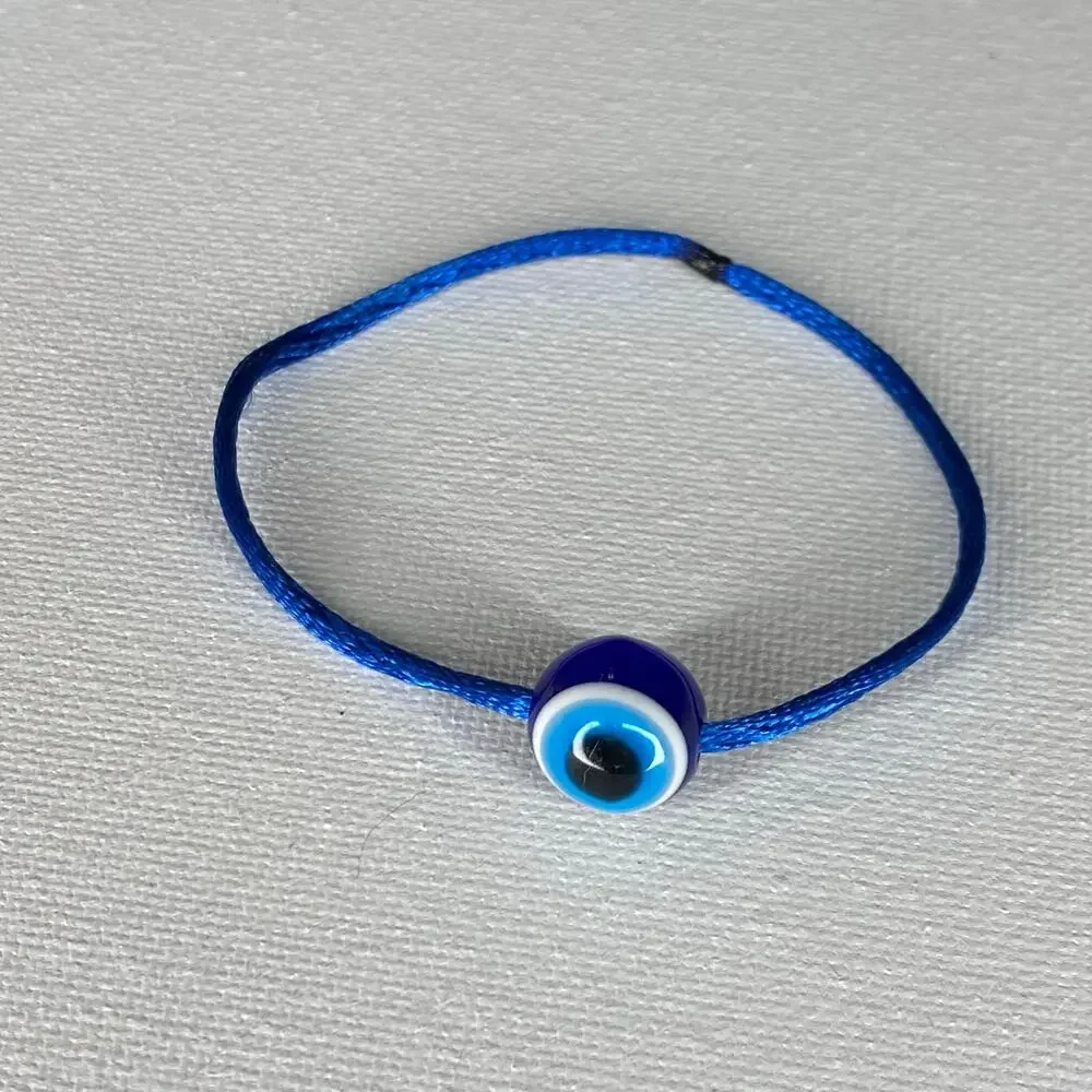 Handmade Evil Eye Bracelet and Black Beaded Stretchy Bracelets